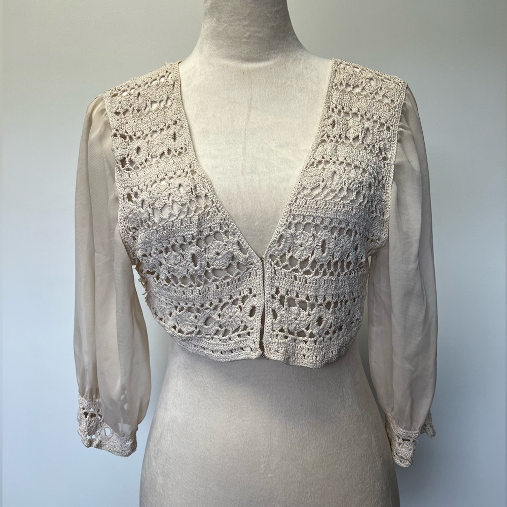 Crochet Sheer Cream Cover Up Women’s Size Medium